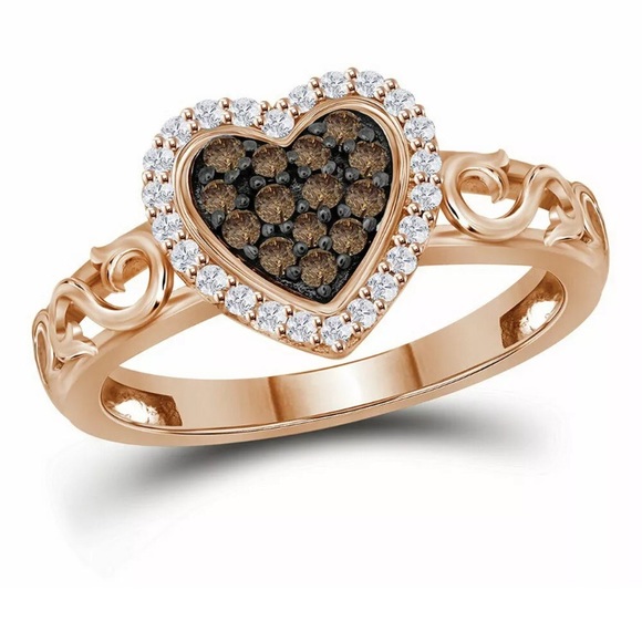 10kt Rose Gold Women Diamond HeartLove Ring 1/6CTW - Picture 2 of 2